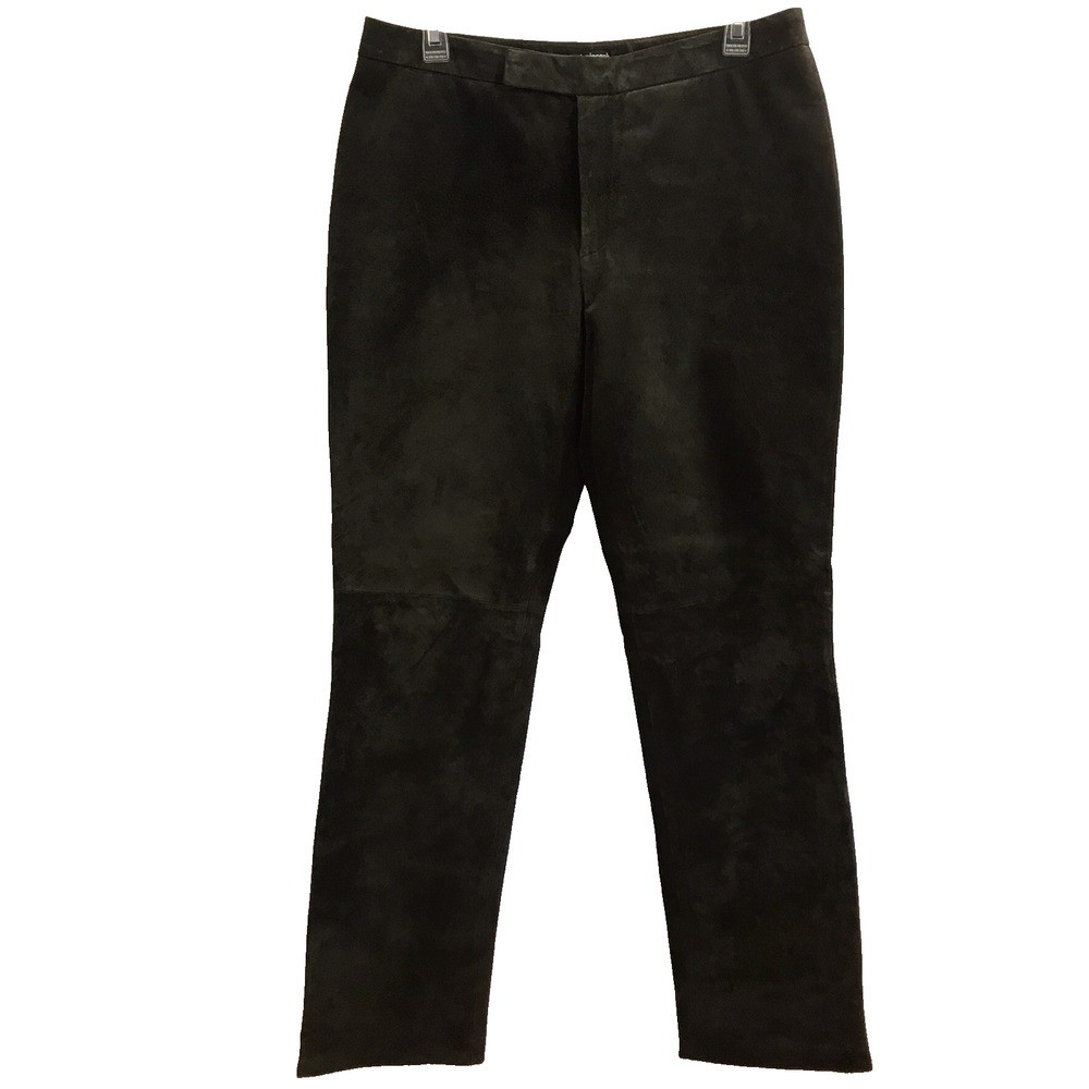 Vintage For Joseph Green Suede Leather Pants Mid Rise Straight Leg Womens 31